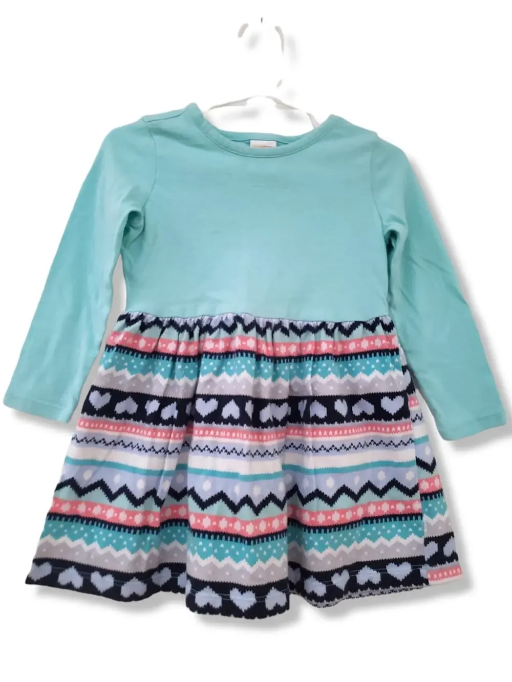Gymboree 2T Girls Fair Isle Aqua Cotton Dress